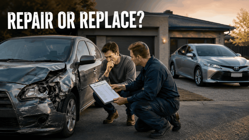 Perth driver weighing a smash repair quote against the value of an accident-damaged car